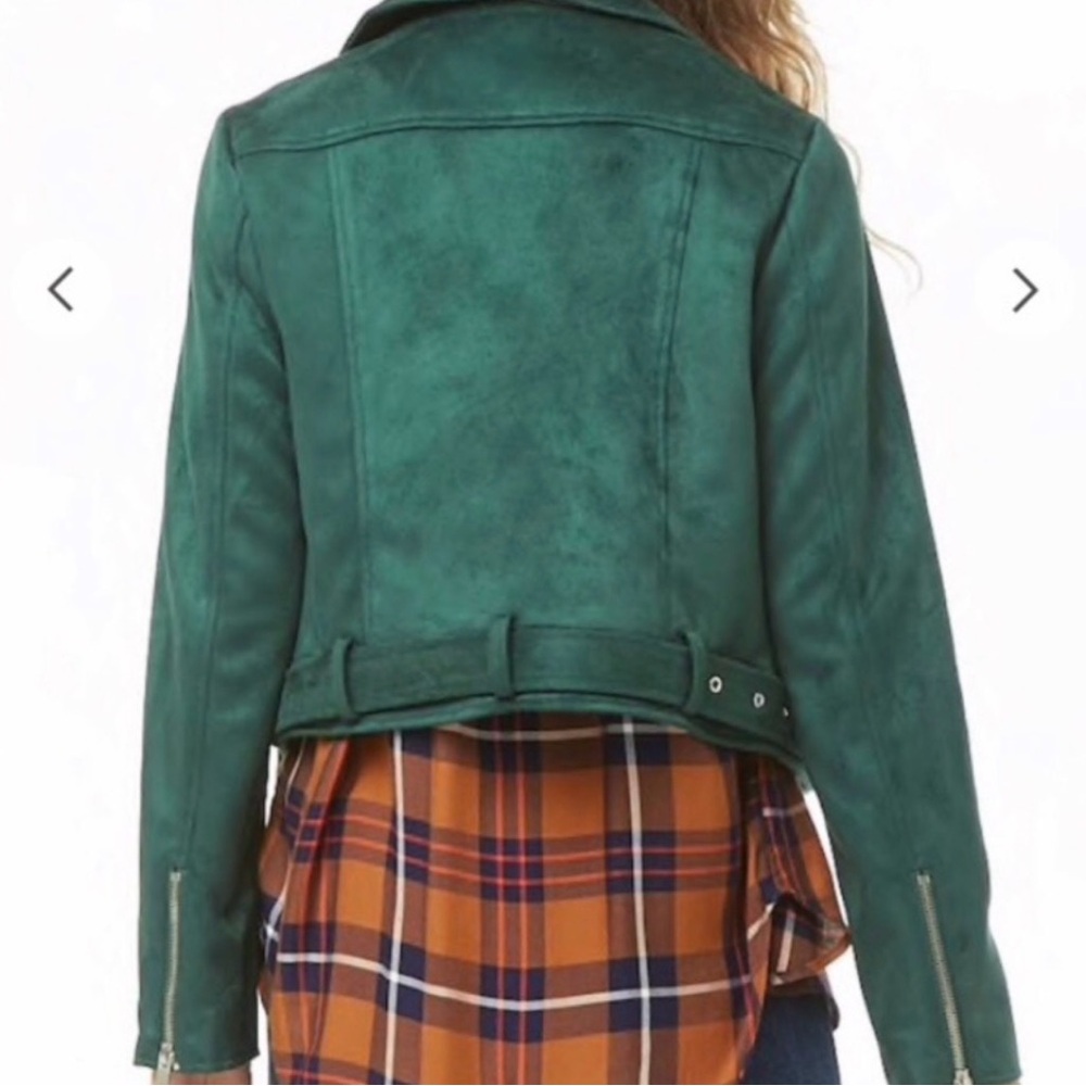 Forever 21 Deep Green Suede Moto Jacket - Picture 3 of 4